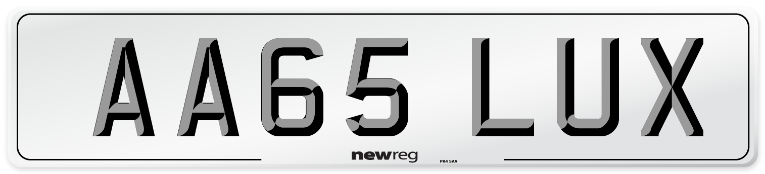 AA65 LUX Number Plate from New Reg